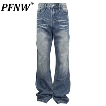 PFNW Выстиранные мужские джинсы в полоску контрастного цвета, широкие джинсовые брюки, Новые модные Легкие брюки-клеш, Винтажная весна 2024 28W2596