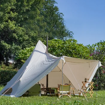 Сверхбольшой Индийский Пирамидальный Навес для 4-6 человек из хлопчатобумажной ткани, Непромокаемая Ветрозащитная палатка для кемпинга, Навес от солнца, беседка