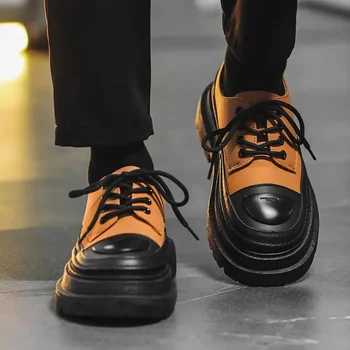 Кожаная обувь для стилистов, Мужская новинка 2023 года, осенняя деловая официальная одежда, повседневная мужская обувь для мальчиков, Свадебная обувь жениха с мягкой подошвой. Изображение 2