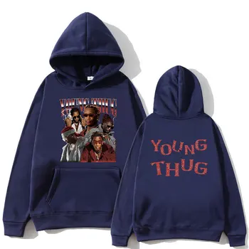 Рэпер Young Thug Thugger, Графические толстовки, Мужская И женская мода, хип-хоп, толстовка с капюшоном, Повседневная Винтажная толстовка Оверсайз, Уличная одежда Изображение 2