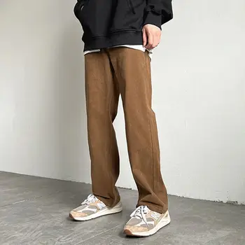 2023 Осенние новые мужские джинсовые брюки с широкими штанинами, уличная одежда, прямые свободные Повседневные джинсы с эластичной резинкой на талии, брюки в корейском стиле, мужские H65