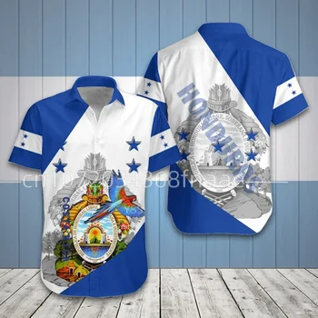 Мужская рубашка с принтом Национального герба Гондураса, одежда унисекс, летняя мемориальная рубашка Оверсайз с коротким рукавом, мужская одежда