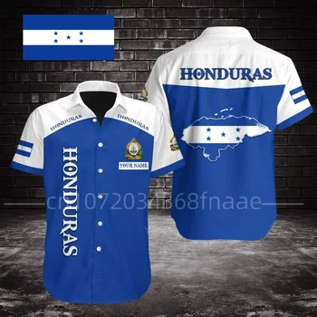 Мужская рубашка с принтом Национального герба Гондураса, одежда унисекс, летняя мемориальная рубашка Оверсайз с коротким рукавом, мужская одежда Изображение 2