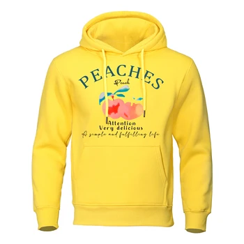 Peaches Attention Толстовки с надписями Very Delicious Мужские пуловеры Clothesstreet Hip Hop Sweatshirt Повседневные Спортивные Свободные мужские толстовки с капюшоном