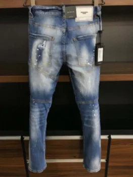 2023 Осенние новые джинсы Four Seasons, мужские джинсы D2 с эластичными ножками, облегающие брюки, Европейская станция, молодежный тренд тяжелого ремесла Изображение 2