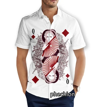 Летние мужские пляжные рубашки phechion с коротким рукавом, Повседневные рубашки с 3D принтом, Модная Уличная одежда, Мужские топы X85 Изображение 2