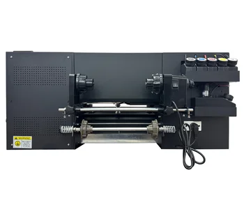 Новое поступление 2023 года Автоматический УФ-DTF принтер формата А3 с белыми чернилами и лаком 30 см УФ-DTF принтер с ламинированием Изображение 2