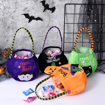 Детская вечеринка с добычей на Хэллоуин, сумки с тыквенными подарками, сумка для конфет, подарочная корзина для хранения конфет на Хэллоуин