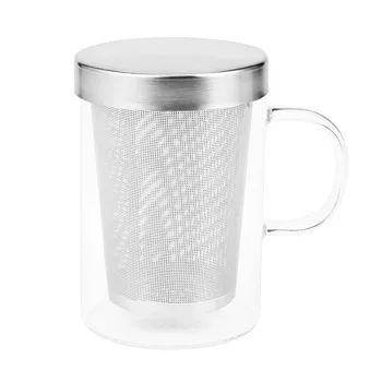 Дорожная термостойкая стеклянная кружка для заварки чая объемом 500 мл с крышкой из нержавеющей стали, стакан для кофейной чашки, Кухонный термостойкий стакан большого размера Изображение 2