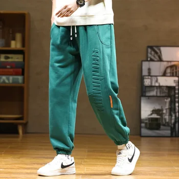Мужские повседневные хлопчатобумажные Свободные брюки 2024 года, Новые мужские спортивные брюки большого размера, модные уличные брюки в стиле хип-хоп с надписью Изображение 2