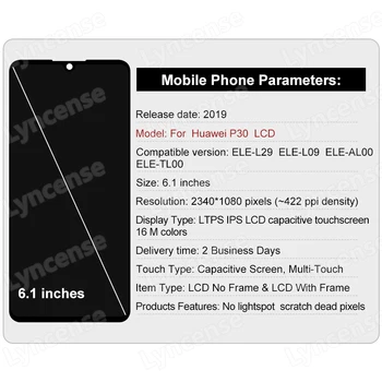 Оригинальный OLED Для Huawei P30 ЖК-дисплей ELE-L29 ELE-L09 ELE-L04 ЖК-сенсорный Экран Digitizer Замена дисплея P30 в сборе Изображение 2