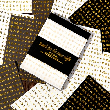 32 шт Памятка Бронзирующий Шрифт Золотой Черный Белый список Материал Бумажный Фон Декоративные Канцелярские Принадлежности DIY 125 *70 мм