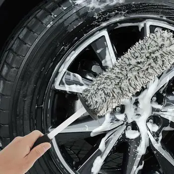 Плюшевая щетка для мытья автомобиля из микрофибры, щетка для чистки обода колеса, щетка для колес, инструмент для чистки автомобиля Изображение 2