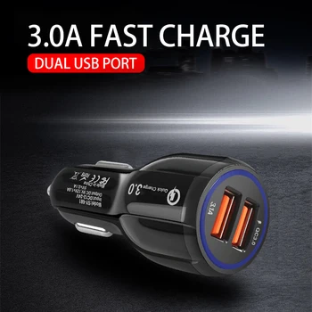 Универсальное автомобильное зарядное устройство 6A QC3.0 с двумя USB, адаптер быстрой зарядки для мобильных планшетов, автомобильные аксессуары