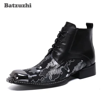 Batzuzhi/ Модные Мужские ботинки, Кожаные Ботильоны Ручной работы на шнуровке, Деловые Вечерние Официальные Кожаные Ботинки botas hombre, US6-US12