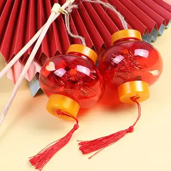 Круглый фонарь Ручной фонарь на китайский Новый Год с кисточками на шестах, светодиодная проекционная игрушка на батарейках для детей Весна