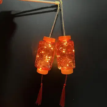Круглый фонарь Ручной фонарь на китайский Новый Год с кисточками на шестах, светодиодная проекционная игрушка на батарейках для детей Весна Изображение 2