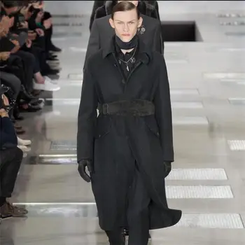 Мужское шерстяное пальто 2023, зимний тренд большого бренда, длинная шерстяная ветровка для делового отдыха.