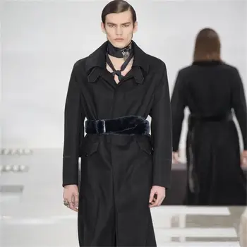 Мужское шерстяное пальто 2023, зимний тренд большого бренда, длинная шерстяная ветровка для делового отдыха. Изображение 2