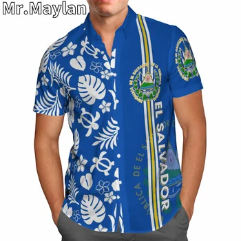 Персонализированные Сальвадор 3D печати Гавайские летние пляжные Мужские рубашки с коротким рукавом рубашки уличная негабаритных размер 5XL сорочка Homme К55