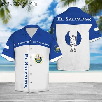 Персонализированные Сальвадор 3D печати Гавайские летние пляжные Мужские рубашки с коротким рукавом рубашки уличная негабаритных размер 5XL сорочка Homme К55 Изображение 2