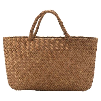 Повседневная соломенная сумка Натуральные плетеные сумки-тоут Женская плетеная сумка для сада Мини Плетеные сумки из ротанга ручной работы