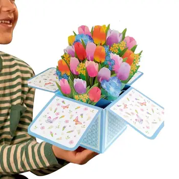 Открытка в виде тюльпана, открытка на День матери, открытка с цветами, открытки на День рождения, Юбилей, День матери, День отца, думаю о тебе