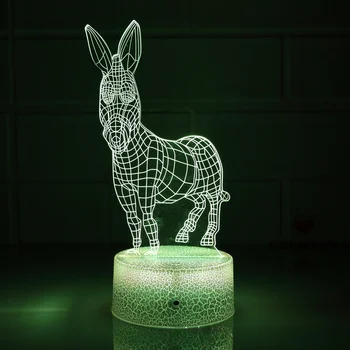 Ночной светильник Nighdn 3D Donkey Night Light Иллюзионный ночник с сенсорным переключателем, меняющим цвет, Настольные лампы для украшения стола, подарок для детей