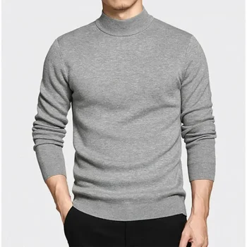 2023 Мужской свитер, пуловер, модная молодежная повседневная однотонная трикотажная рубашка, приталенная нижняя трикотажная рубашка