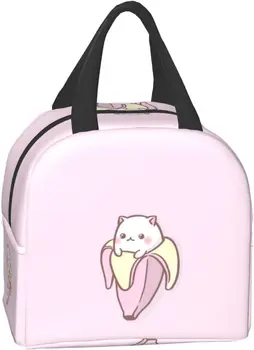 Розовый кот Каваи многоразового использования Портативный Термальный ланч-бокс Изолированная дорожная сумка Ланч-бокс Маленькая сумка для пикника Сумка для закусок Контейнер для еды Изображение 2