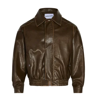 MADE EXTREME Maillard Винтажная Потертая кожаная куртка Мужская куртка из искусственной кожи класса люкс