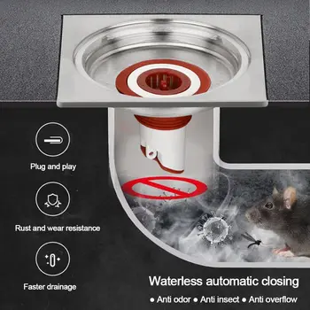 Дренаж в полу душевой кабины из АБС-пластика, прочный Отводимый Дренажный фильтр для предотвращения обратного потока, защита от запаха, Универсальный быстрый дренажный дренаж в полу Изображение 2