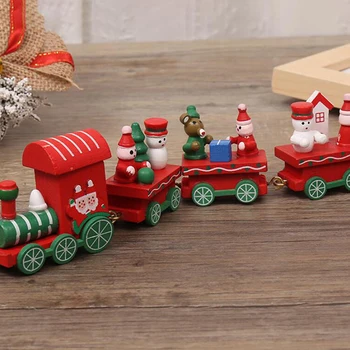 Рождественский деревянный поезд с орнаментом, Веселый рождественский игрушечный поезд, подарки для детей, Новогодний рождественский декор для детей