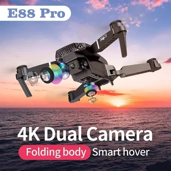 Популярный мини-дрон E88 HD длиной 1000 м, профессиональные дроны с GPS с двумя камерами 4K Изображение 2