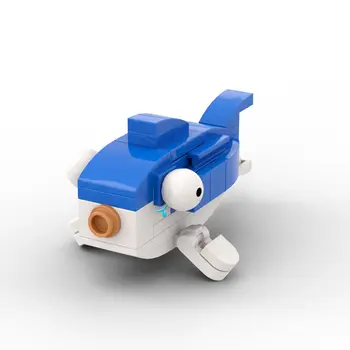 Маленькая бело-голубая рыбка из набора игрушек для видеоигр, 48 штук MOC Build Изображение 2