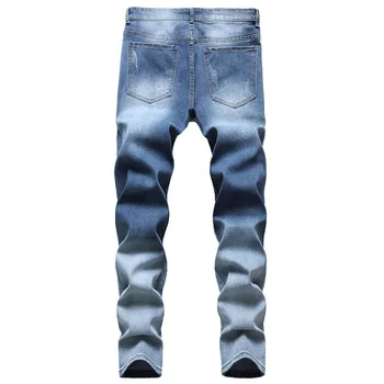 2022 Новая молодежная мужская мода, повседневные стрейчевые Тонкие классические джинсовые брюки, мужские джинсовые брюки, мужские узкие джинсы pantalon homme 42 Изображение 2