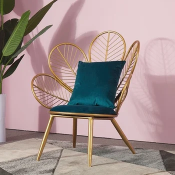 Индивидуальный скандинавский роскошный кованый стул для спальни, гостиной, домашнего отдыха, ленивый одноместный маленький диван-кресло Изображение 2