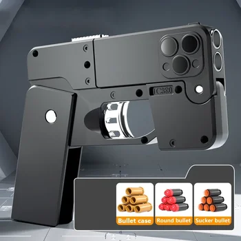 Складной мобильный телефон, мягкая пусковая установка для пуль, детский игрушечный пистолет, мальчик, можно запустить модель мягкого пулевого пистолета