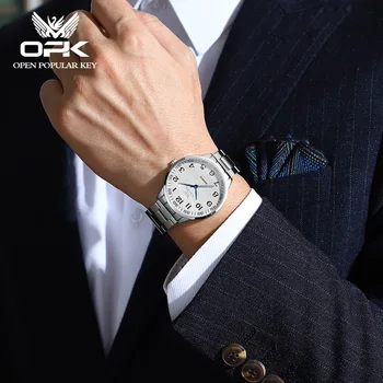 Часы OPK 6008, горячая распродажа, модные кварцевые часы с цифровой шкалой, простые деловые мужские часы, мужские Изображение 2