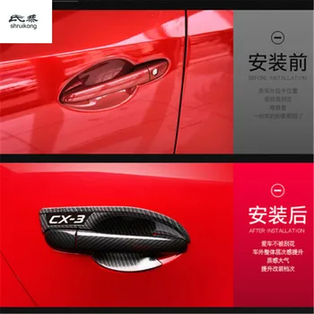 1 Лот ABS Углеродное Волокно Зерна Подходит для 2015-2021 Mazda CX-3 CX 3 CX3 Наружная Дверная Ручка Чаша Декоративная Крышка Автомобильные Наклейки
