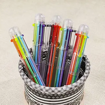 40 шт./лот Разноцветные Шариковые Ручки 0,5 мм 6-в-1, Забавные Ручки для Детской вечеринки 