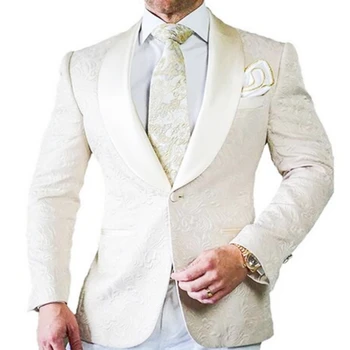 Новый белый мужской костюм, 2 предмета, Terno, Приталенный свадебный вечер, Смокинги для жениха, куртка с брюками, Костюм Homme