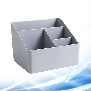 Многофункциональный настольный ящик для хранения, держатель для ручек, пластиковые отделения, органайзер, контейнер для мелочей (серый)