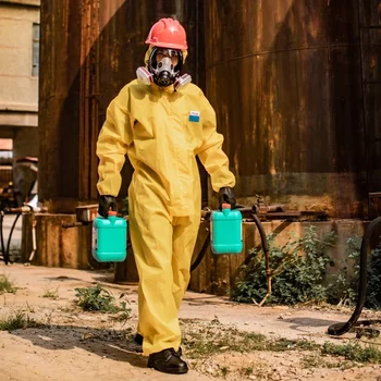 Цельная одежда химической защиты Рабочий комбинезон Защита от опасных химических жидкостей Серной кислоты и щелочей
