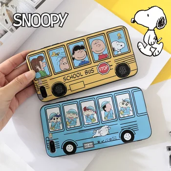 Новый Snoopy School Bus Couples iPhone Case Psyduck Силиконовые Аниме Водонепроницаемые Защитные Чехлы для iPhone 13 11 12 PRO MAX X XS XR