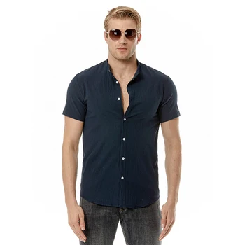 4 цвета! 2023 Летняя новая мужская хлопковая рубашка Henry с конопляным вырезом, высококачественная повседневная однотонная пляжная футболка, мужские рубашки