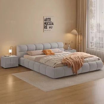 Скандинавская спальня с двуспальной кроватью для пары Дешевая Современная роскошная кровать для спальни Wood Lounge Cama Elastica Pula Компактная мебель для пула Изображение 2