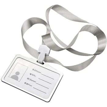 Горизонтальный держатель удостоверения личности из алюминиевого сплава с шейкой на шнурке для женщин и мужчин, держатели деловых рабочих карточек