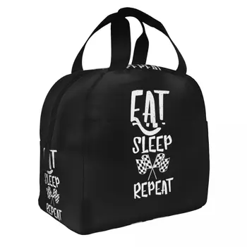 Пакеты для ланча с изоляцией Eat Sleep Race Repeat Термосумка Многоразового использования, готовая к гонке, сумка для мотокросса, сумка для жизни на велосипеде, сумка для ланча Изображение 2