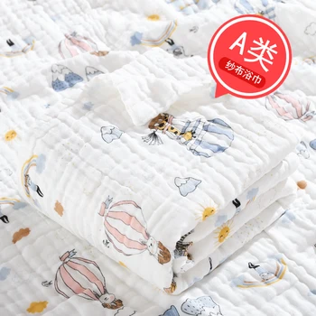 Шестислойное детское одеяло высокой плотности, детское банное полотенце из чистого хлопка, впитывающее детское марлевое одеяло, оберточное полотенце для новорожденных